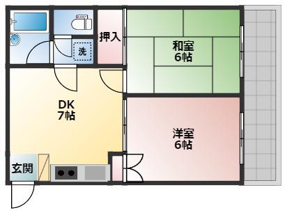 J・Oビル(2DK/5階)の間取り写真