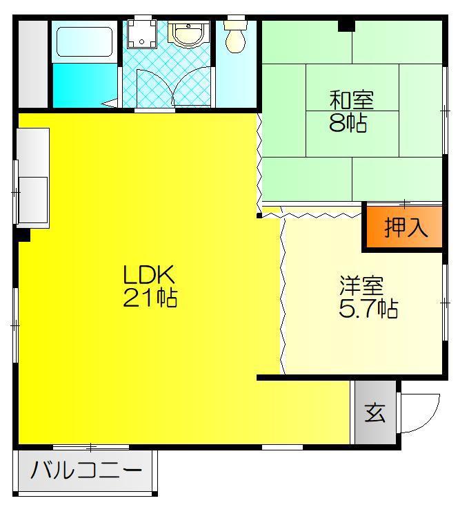 福ビル2(2LDK/2階)の間取り写真