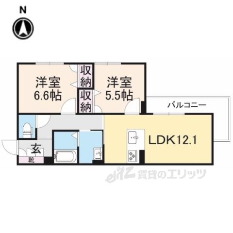 シャーメゾンテミス(2LDK/2階)の間取り写真