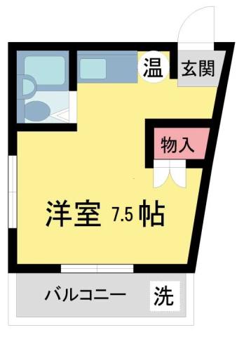 仁川ロイヤルハイツ(ワンルーム/1階)の間取り写真