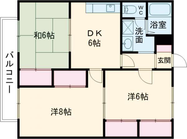 エステートピア瀬田B(3DK/1階)の間取り写真