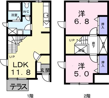 グリーンハイツ壱番館(2LDK/1階)の間取り写真