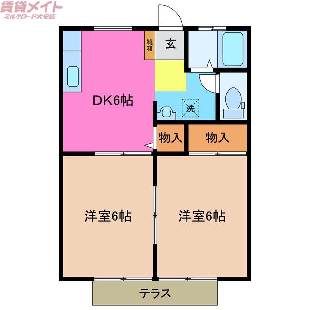 サンシティ杉の本II(2DK/1階)の間取り写真