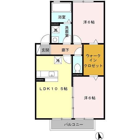 ブラン・メゾン(2LDK/1階)の間取り写真