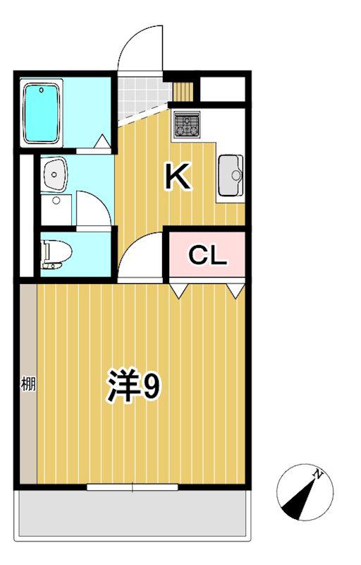 プルミエールA(1K/1階)の間取り写真