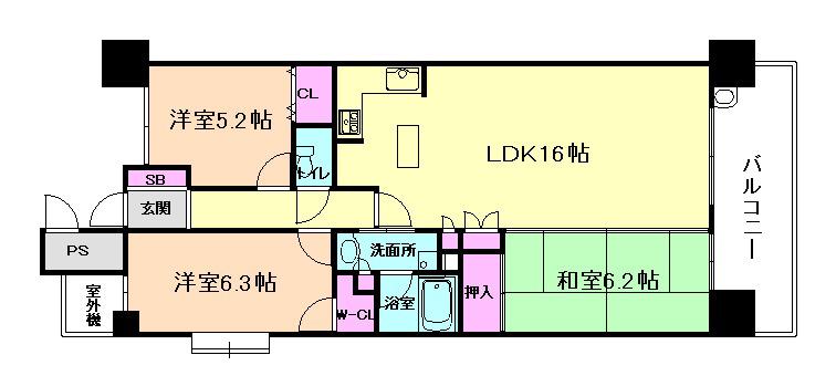 ザライオンズ池田I棟(3LDK/3階)の間取り写真