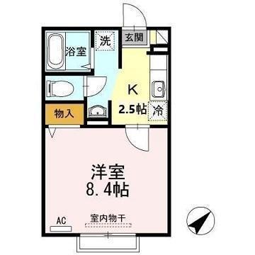 センターロードB棟(1K/1階)の間取り写真