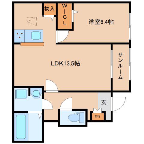 パルクレール(1LDK/1階)の間取り写真