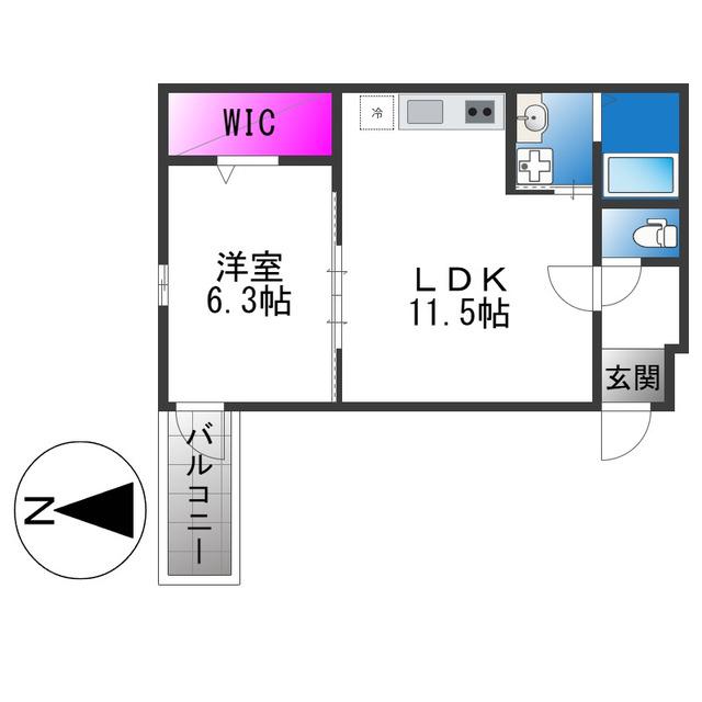 JTガーデン徳庵(1LDK/2階)の間取り写真