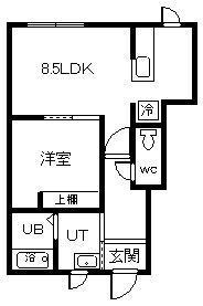 レトアはるにれ(1DK/1階)の間取り写真