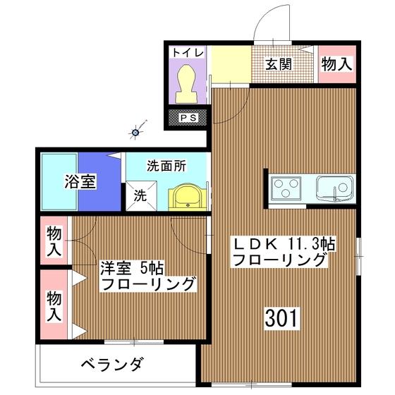 CREST COURT(1LDK/3階)の間取り写真