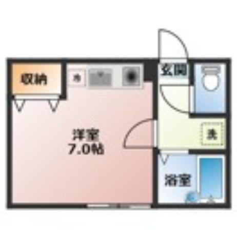 プランタン衣笠町(ワンルーム/2階)の間取り写真