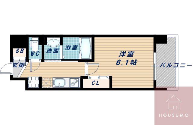 LUXE新大阪西(1K/9階)の間取り写真
