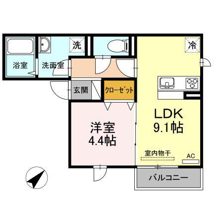 カメリア メゾン(1LDK/2階)の間取り写真