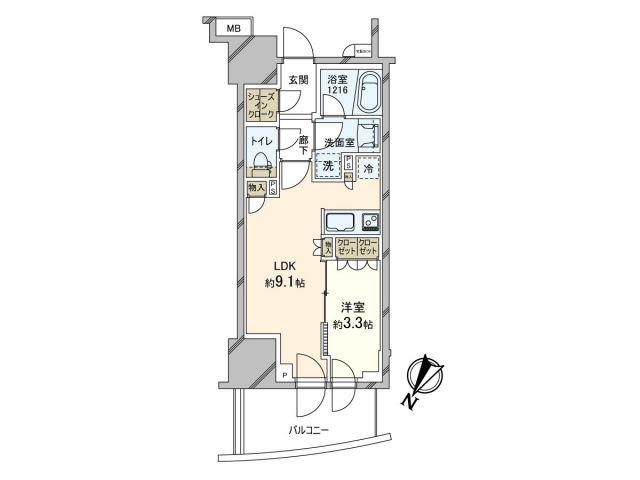 プラウド町屋(1LDK/6階)の間取り写真