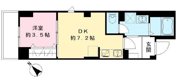 ラ フレーズ(1DK/2階)の間取り写真