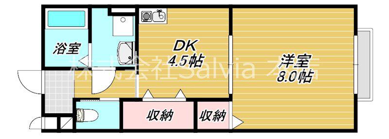 ヒルズシンシア I(1DK/1階)の間取り写真
