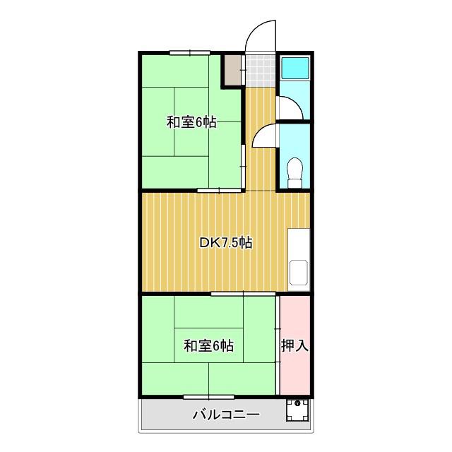 明神マンション1号(2DK/2階)の間取り写真