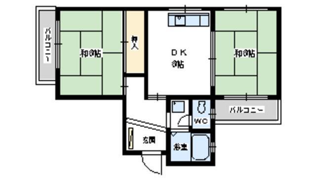 小山マンション(2DK/4階)の間取り写真