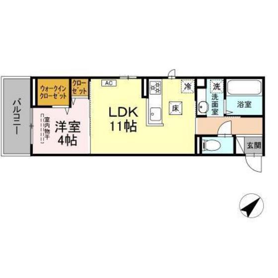 D-ROOM南小路(1LDK/1階)の間取り写真