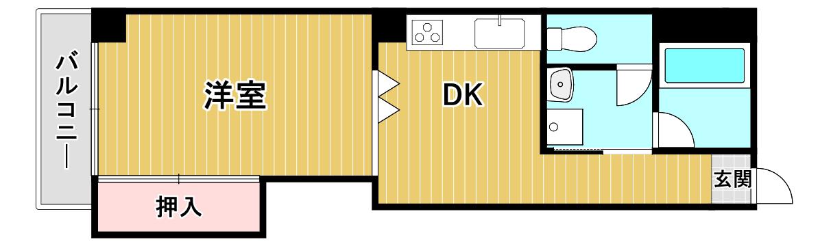メガドームウエスト(1DK/4階)の間取り写真