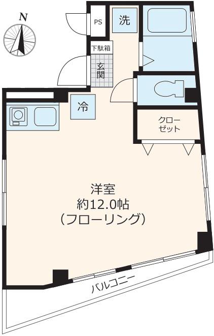 リベール弥生(ワンルーム/3階)の間取り写真