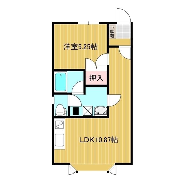 北海道北見市 2階建 築33年(1LDK/1階)の間取り写真