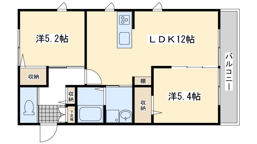 クレストヴィラ壱番館(2LDK/1階)の間取り写真