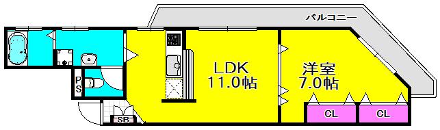 ニューサンハイツ(1LDK/3階)の間取り写真