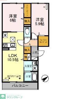 エーデルハイムIII(2LDK/2階)の間取り写真