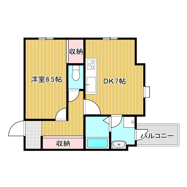 フレンドリー千日前(1DK/2階)の間取り写真