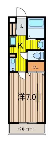 フルールさくらII(1K/1階)の間取り写真