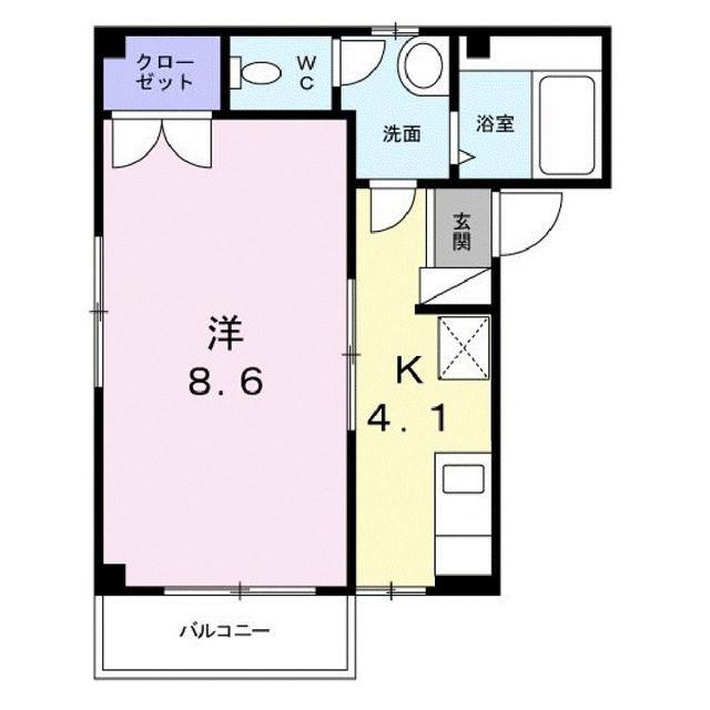 津之下ハイツ(1K/1階)の間取り写真