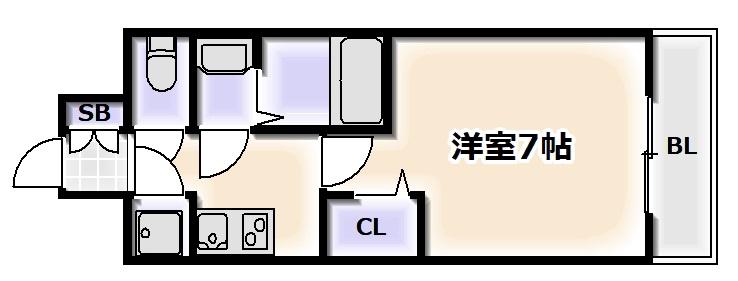 レジュールアッシュ難波MINAMI II(1K/4階)の間取り写真