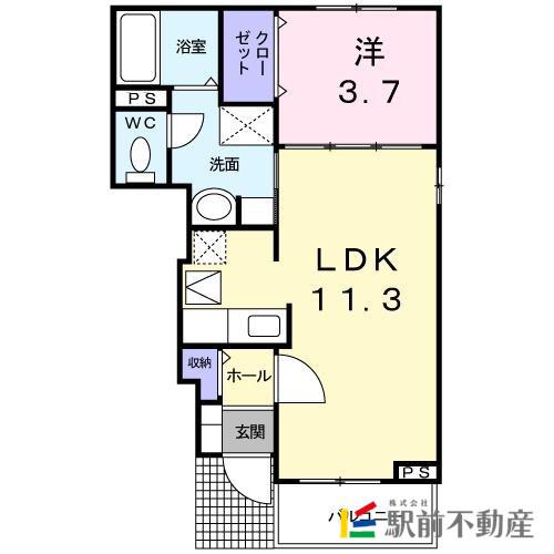 ソレイユ 咲(1LDK/1階)の間取り写真