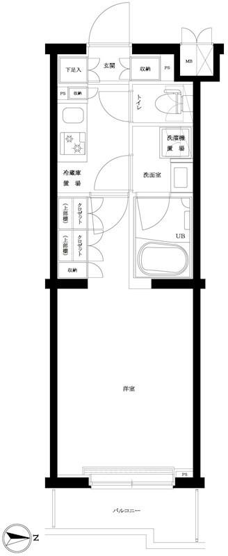 ルーブル武蔵新城参番館(1K/1階)の間取り写真