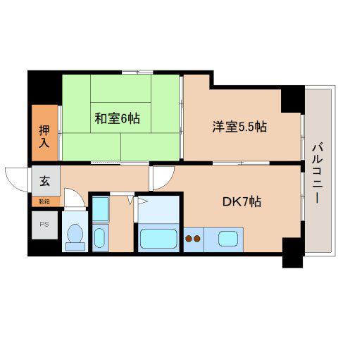ウェルフェア奈良(2DK/2階)の間取り写真