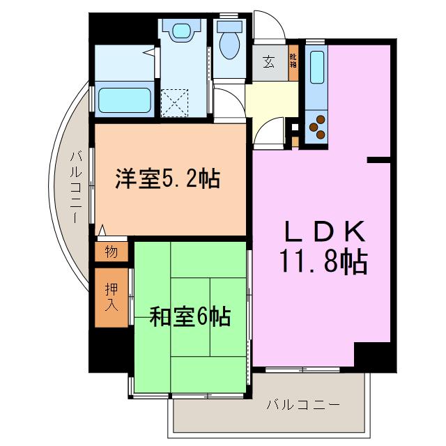 シティマンション赤池(2LDK/5階)の間取り写真