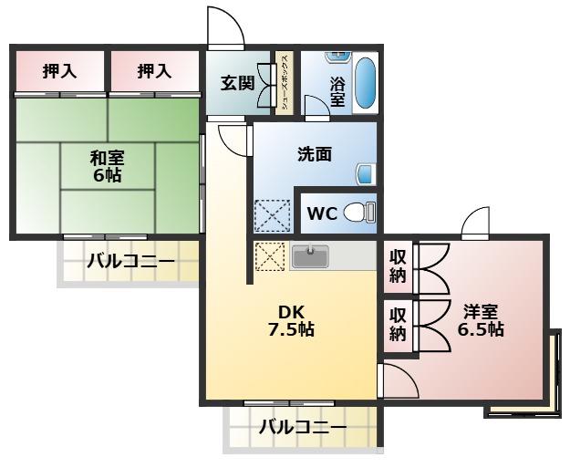 アートヴィラ(2DK/5階)の間取り写真