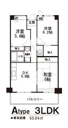 ヴィラージュ今津(3LDK/3階)の間取り写真