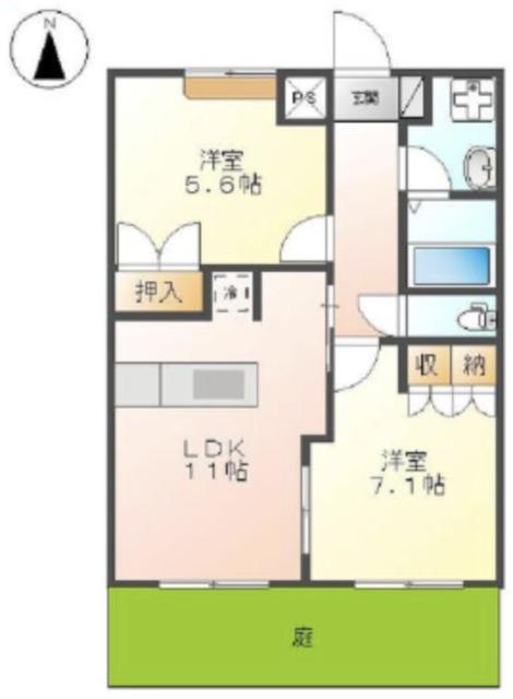 クリザンテム(2LDK/1階)の間取り写真