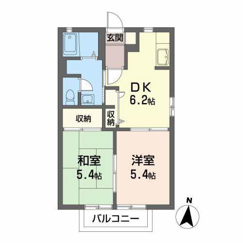 エトワーレ丸子(2DK/1階)の間取り写真