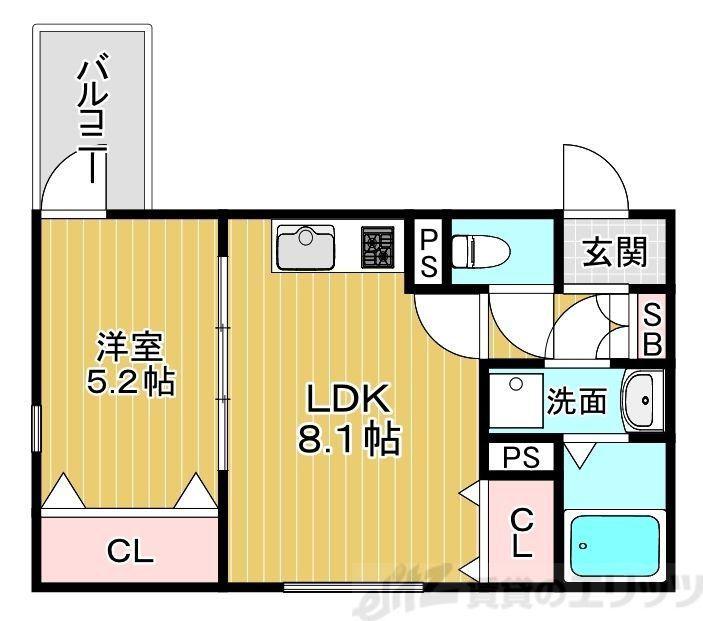 エスポアール正雀本町(1LDK/2階)の間取り写真