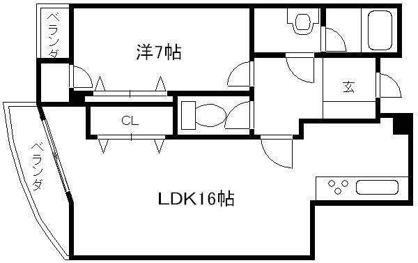 たけうちビル(1LDK/5階)の間取り写真