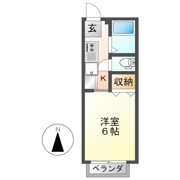 ビューライフ日野 A棟(1K/2階)の間取り写真