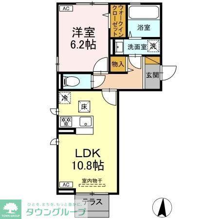 タイムズ・スクエアV ONE(1LDK/1階)の間取り写真