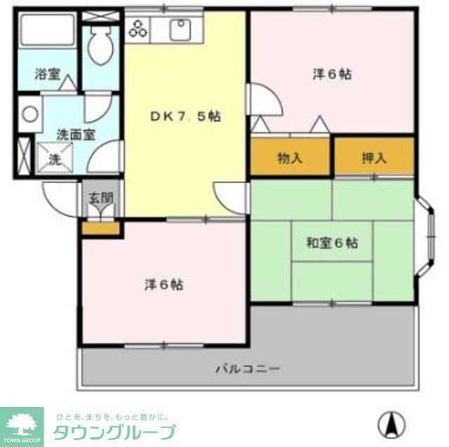 ヴァンベール東川口III(3DK/1階)の間取り写真