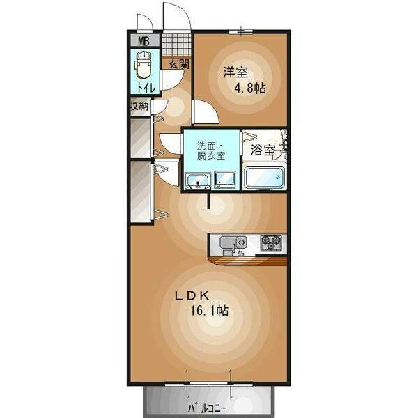 S-DESIGNビル(1LDK/4階)の間取り写真