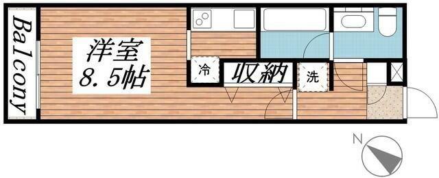 クリシェ(ワンルーム/2階)の間取り写真