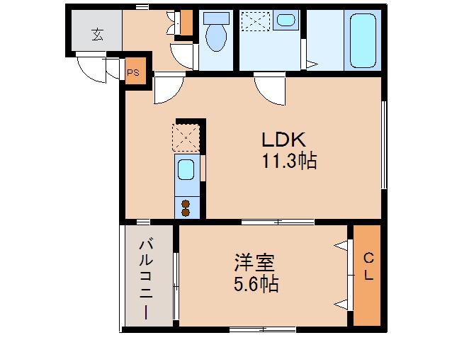 パラディーゾ空港前(1LDK/2階)の間取り写真